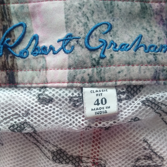 Robert Graham Wadi Rum Skull Print Plaid Swin Trunks Bathing Suit (40) - Picture 3 of 4